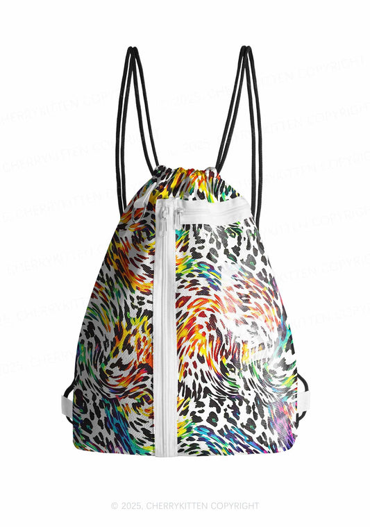 Rainbow Leopard Pride Y2K Drawstring Itabag Backpack Cherrykitten