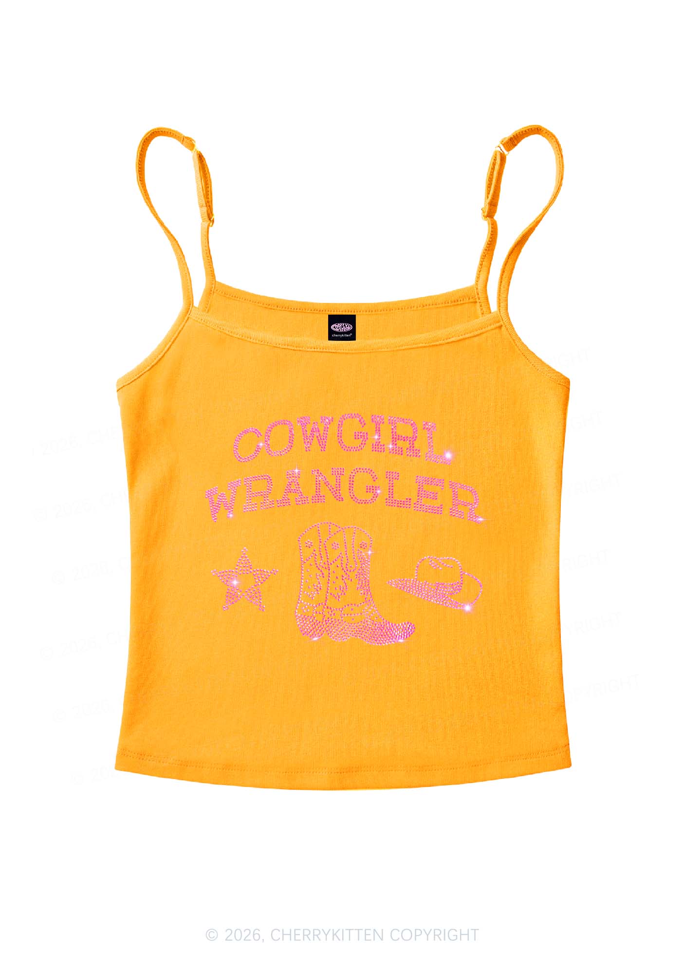 Rhinestone Cowgirl Wrangler Boots Pride Y2K Spaghetti Strap Cami Cherrykitten