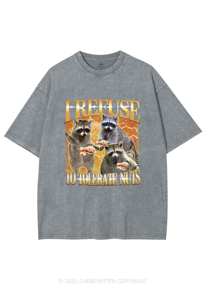 Retro Raccoon Nuts Y2K Shirts Washed Tee Cherrykitten