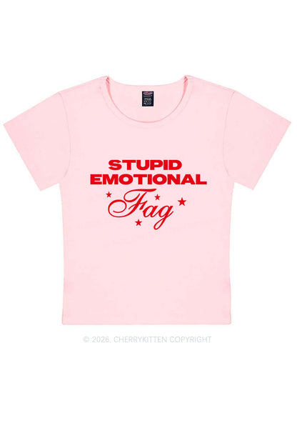 Stupid Emotional Fag Pride Y2K Baby Tee Cherrykitten