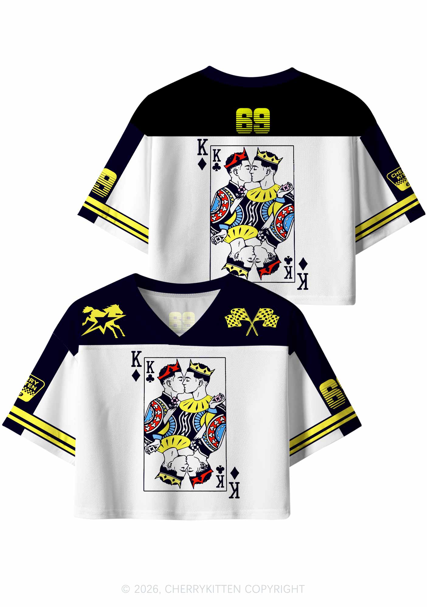 Black Gay King Pride Y2K Crop Sport Jersey Shirts Cherrykitten