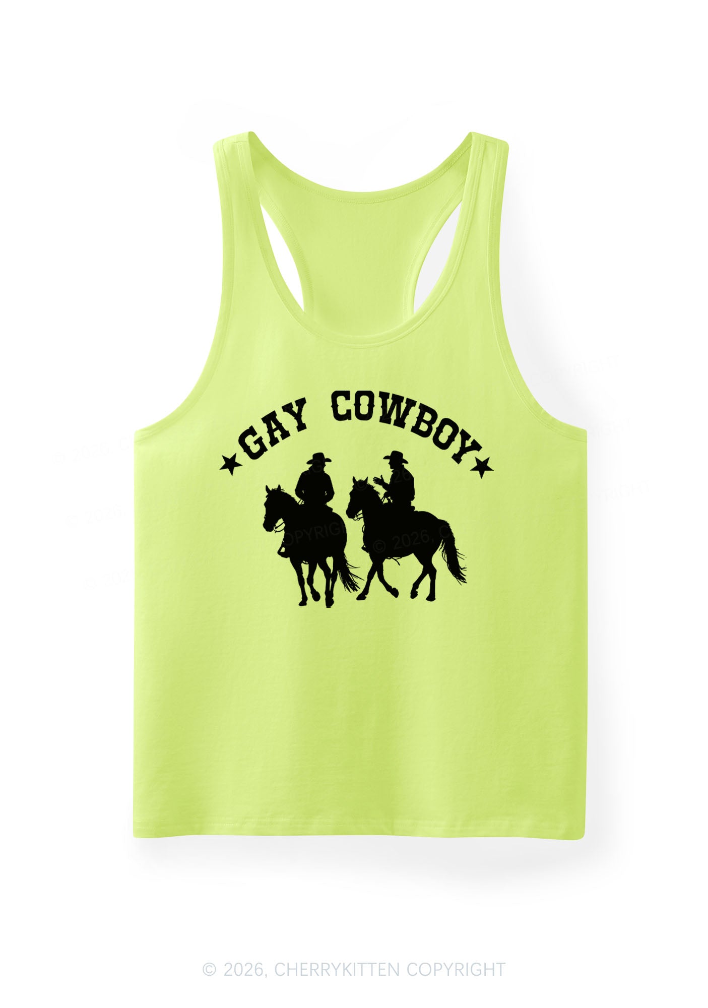 Gay Cowboy Pride Y2K Men Racerback Tank Top Cherrykitten