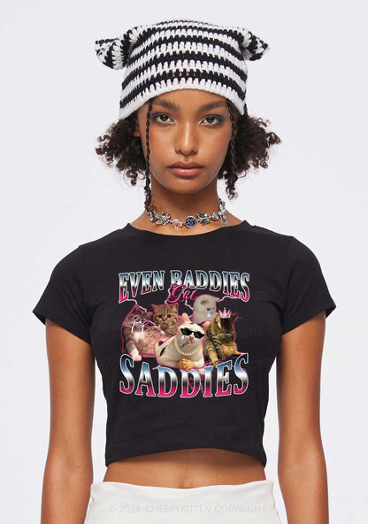Five Baddie Cats Y2K Baby Tee Cherrykitten