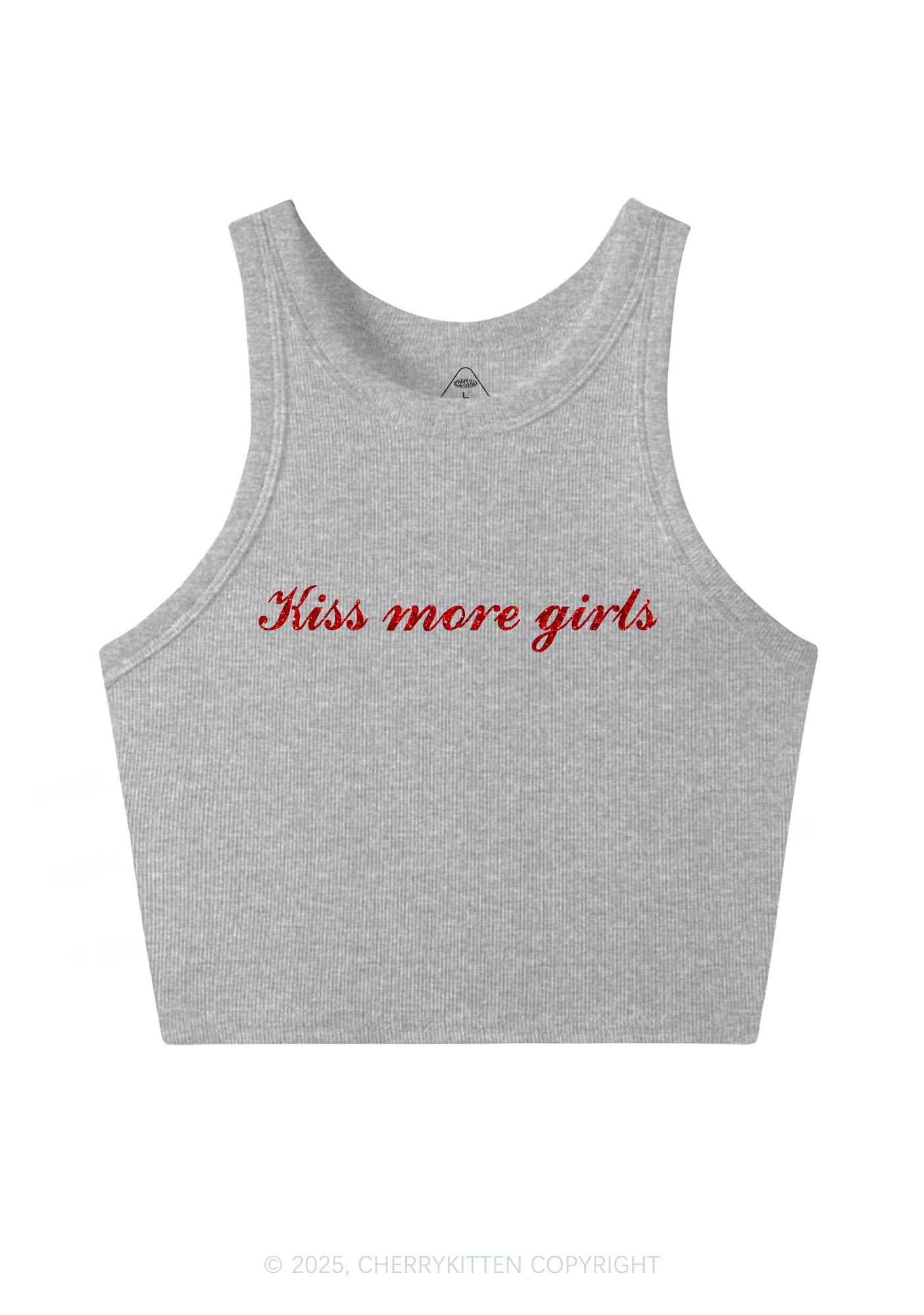 Glitter Kiss More Girls Pride Y2K Crop Tank Top Cherrykitten