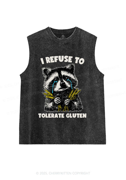 Refuse To Tolerate Gluten Y2K Washed Muscle Tank Cherrykitten