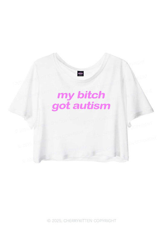 My Bxxch Got Autism Y2K Sheer Crop Tee Cherrykitten