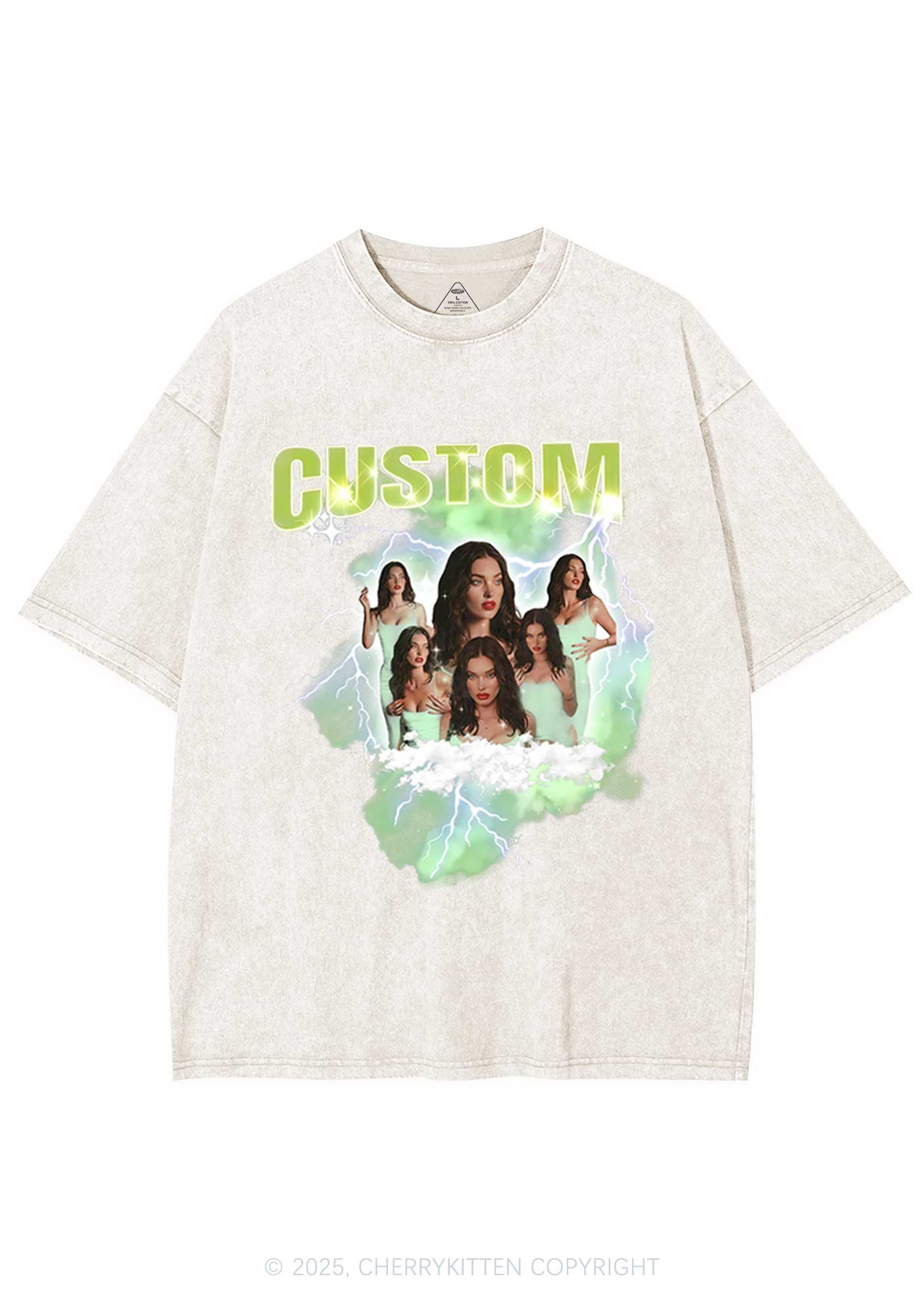 Custom Photo Storm Art Y2K Shirts Washed Tee Cherrykitten