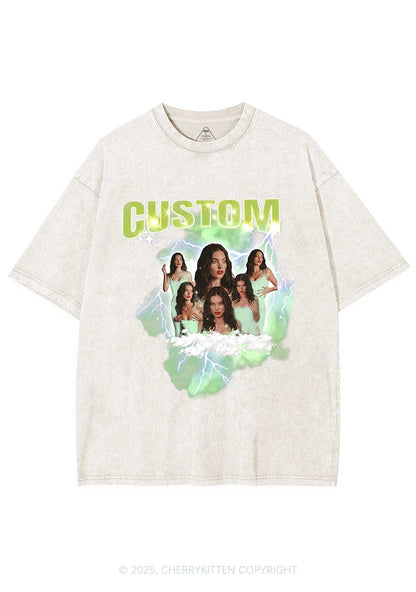 Custom Photo Storm Art Y2K Shirts Washed Tee Cherrykitten