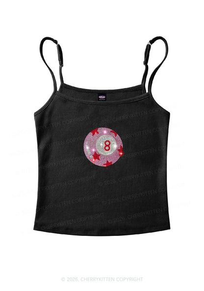 Rhinestone Pink Eight Ball Star Y2K Spaghetti Strap Cami Cherrykitten