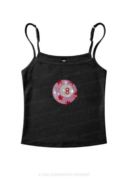 Rhinestone Pink Eight Ball Star Y2K Spaghetti Strap Cami Cherrykitten