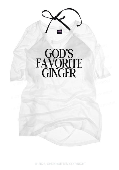 Gods Favorite Ginger Y2K Sheer Boyfriend Tee Cherrykitten