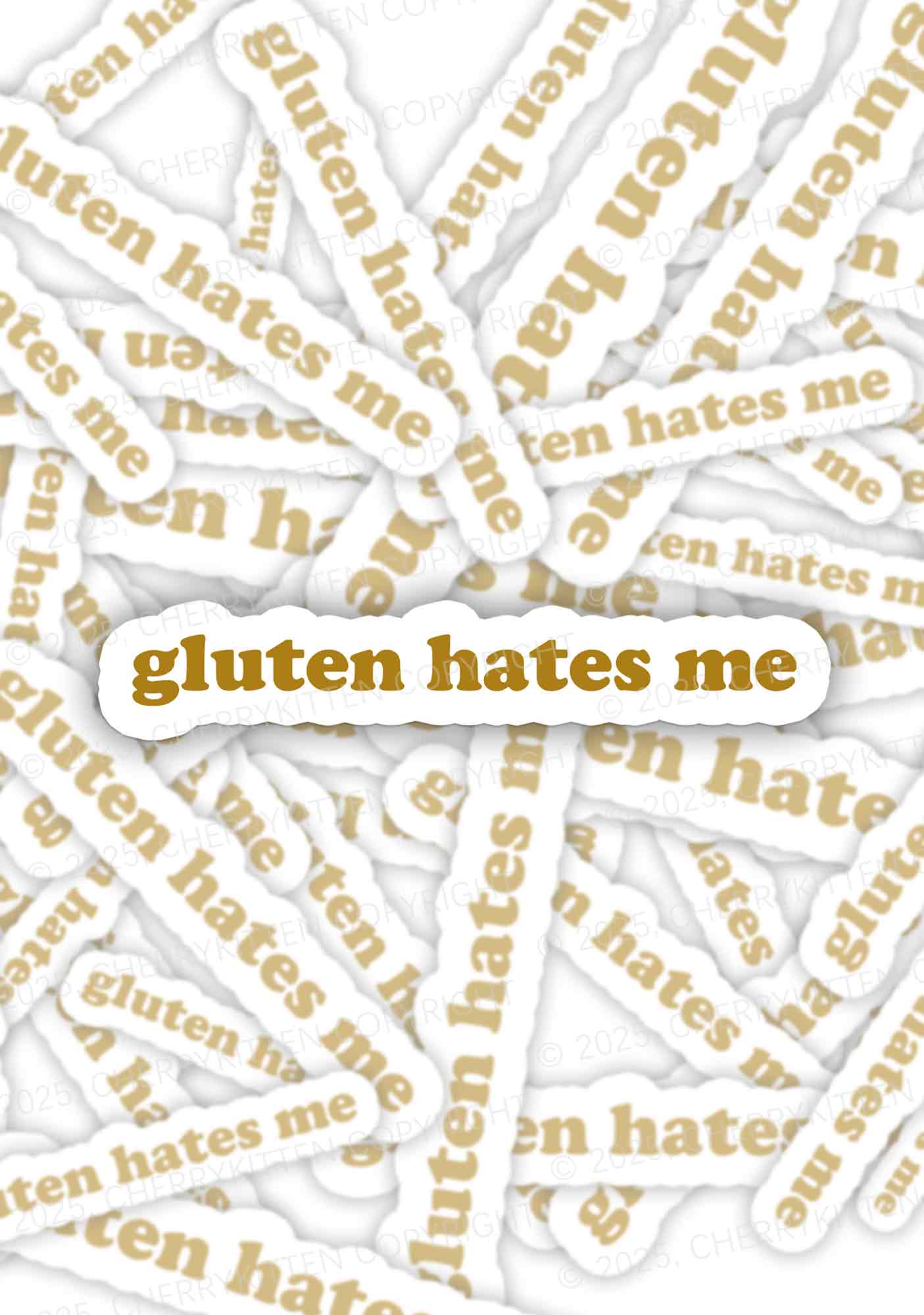 Gluten Hates Me 1Pc Y2K Sticker Cherrykitten