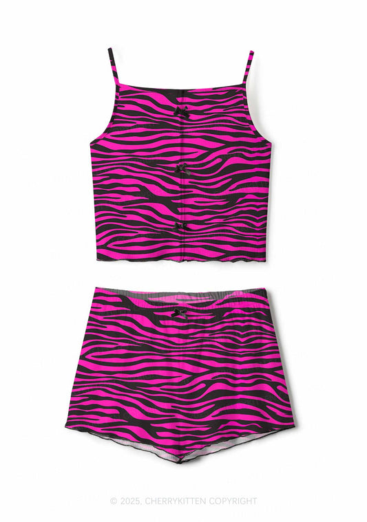 Pink Wave Y2K Print Cami Shorts Pajama Set Cherrykitten
