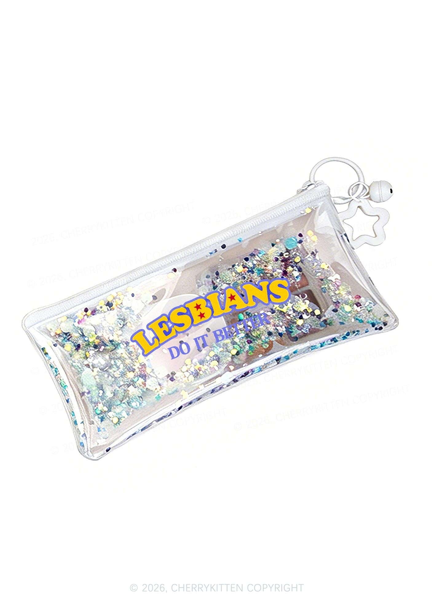 Lesbians Do It Better Pride Y2K Quicksand Transparent Pencil Pouch Cherrykitten