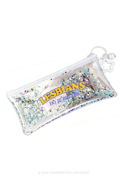 Lesbians Do It Better Pride Y2K Quicksand Transparent Pencil Pouch Cherrykitten