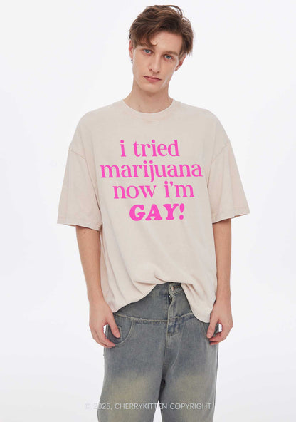 Now Im Gay Y2K Shirts Washed Tee Cherrykitten