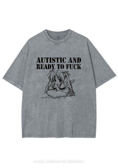 Autistic Ready To Fxxk Y2K Shirts Washed Tee Cherrykitten