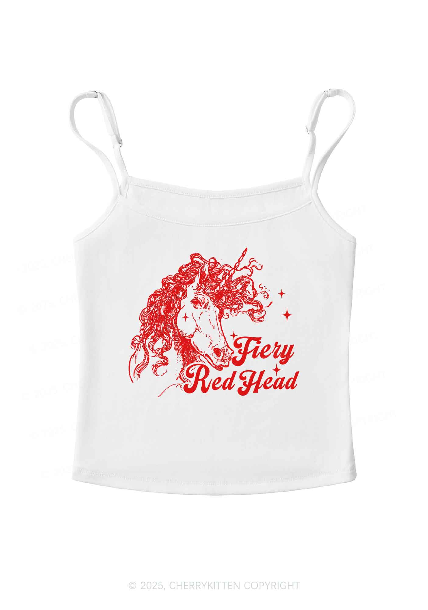 Fiery Red Head Y2K Spaghetti Strap Cami Cherrykitten