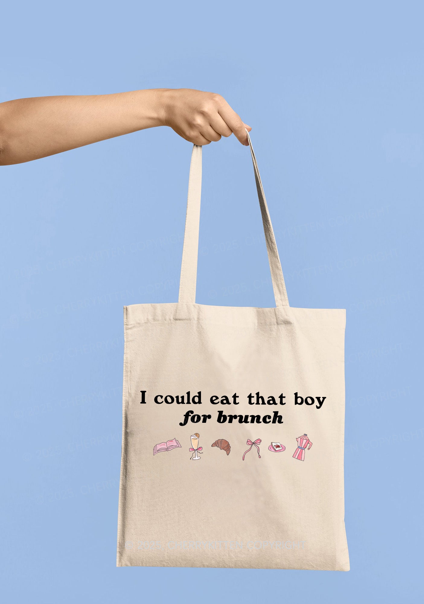 Eat Boy For Brunch Y2K Canvas Tote Bag Cherrykitten