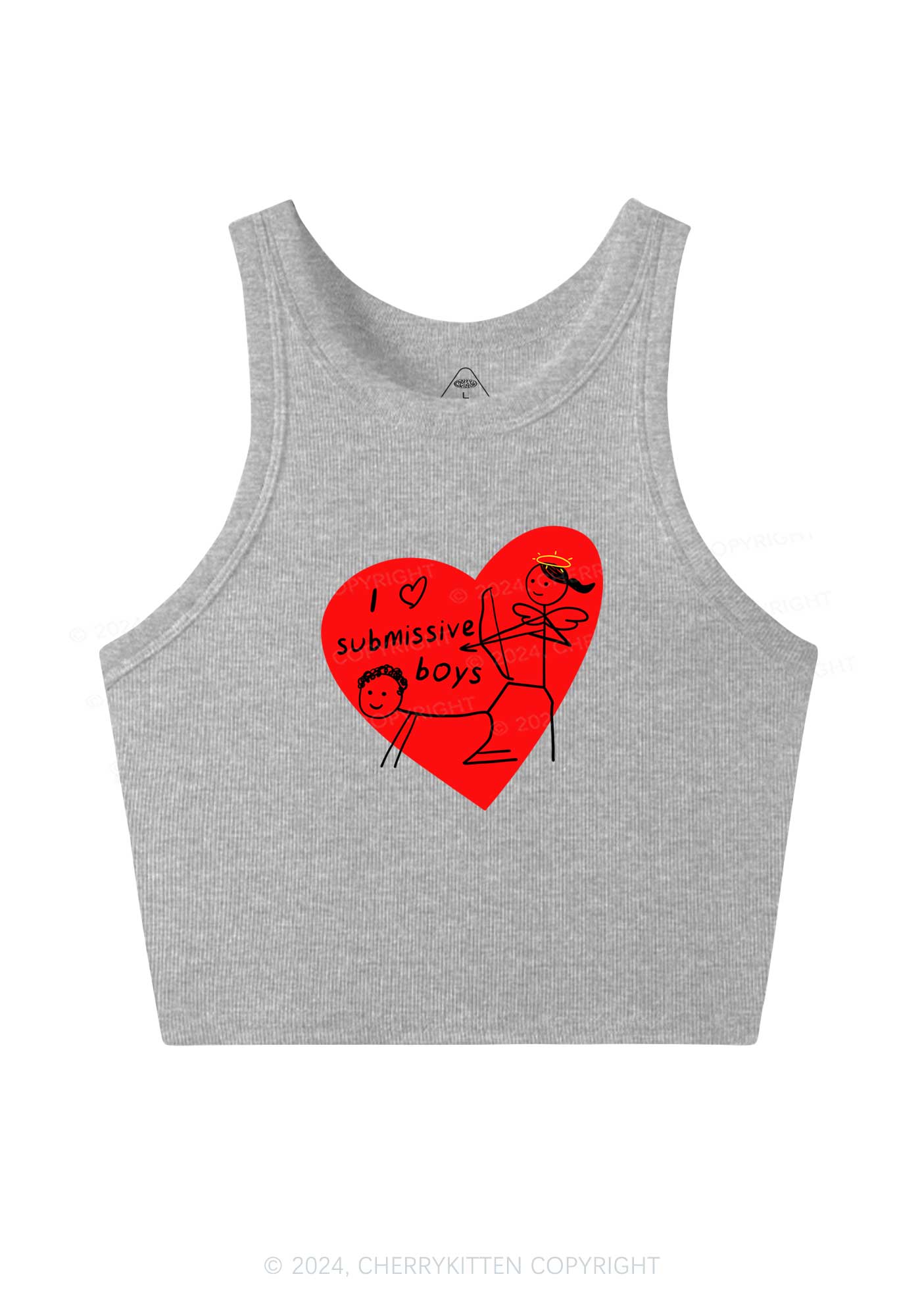 Girl Love S Boys Y2K Valentine's Day Crop Tank Top Cherrykitten