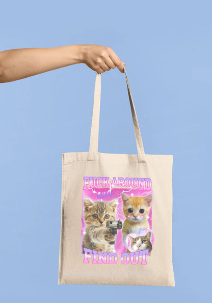 Fxxk Around Cats Y2K Canvas Tote Bag Cherrykitten