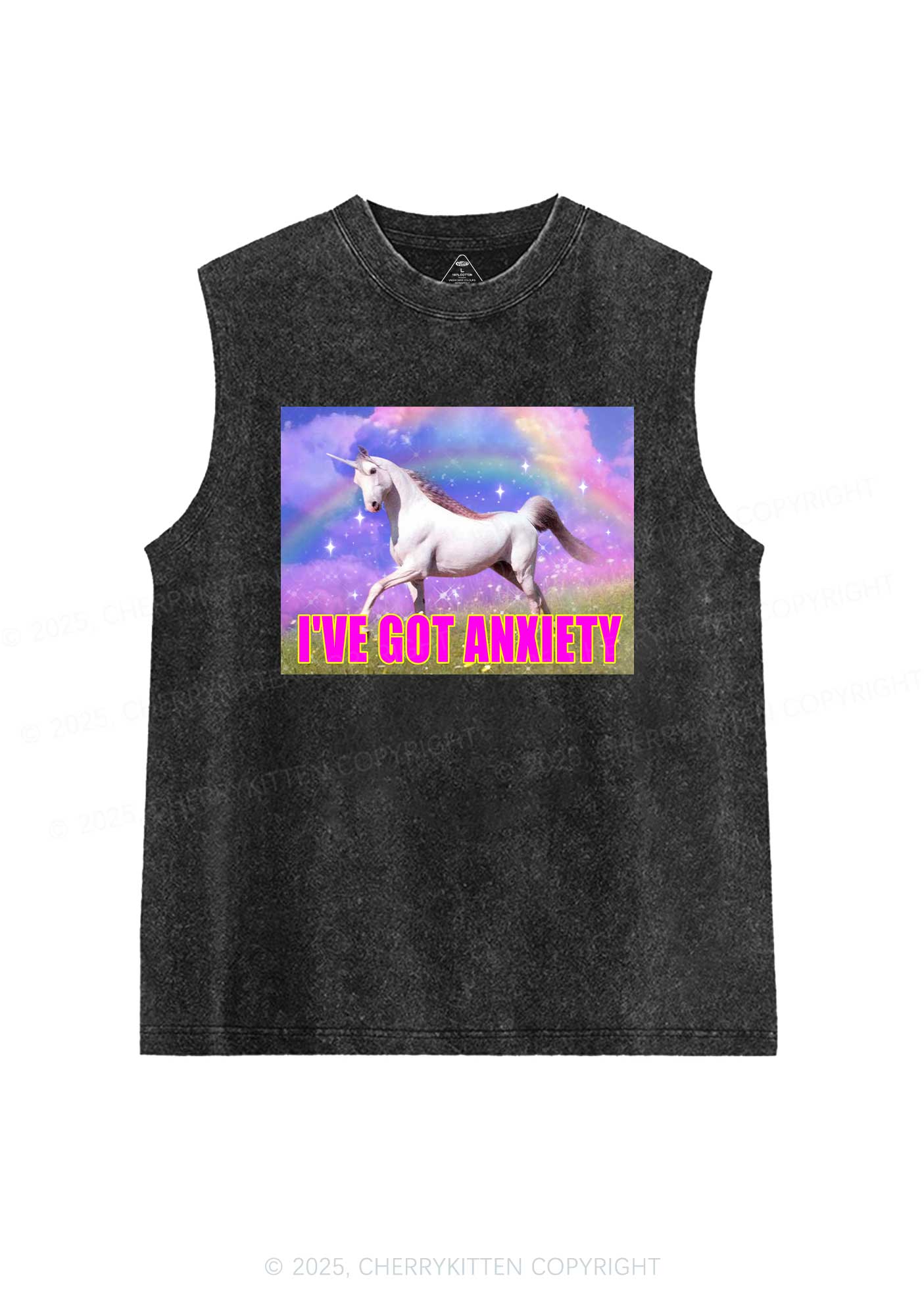 I've Got Anxiety Y2K Washed Muscle Tank Cherrykitten
