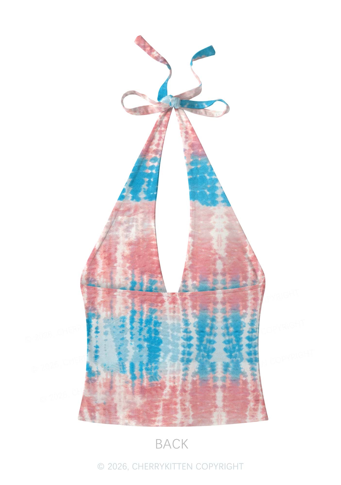 Tie Dye Trans Pride Y2K Print Halter Deep V Neck Cami Cherrykitten