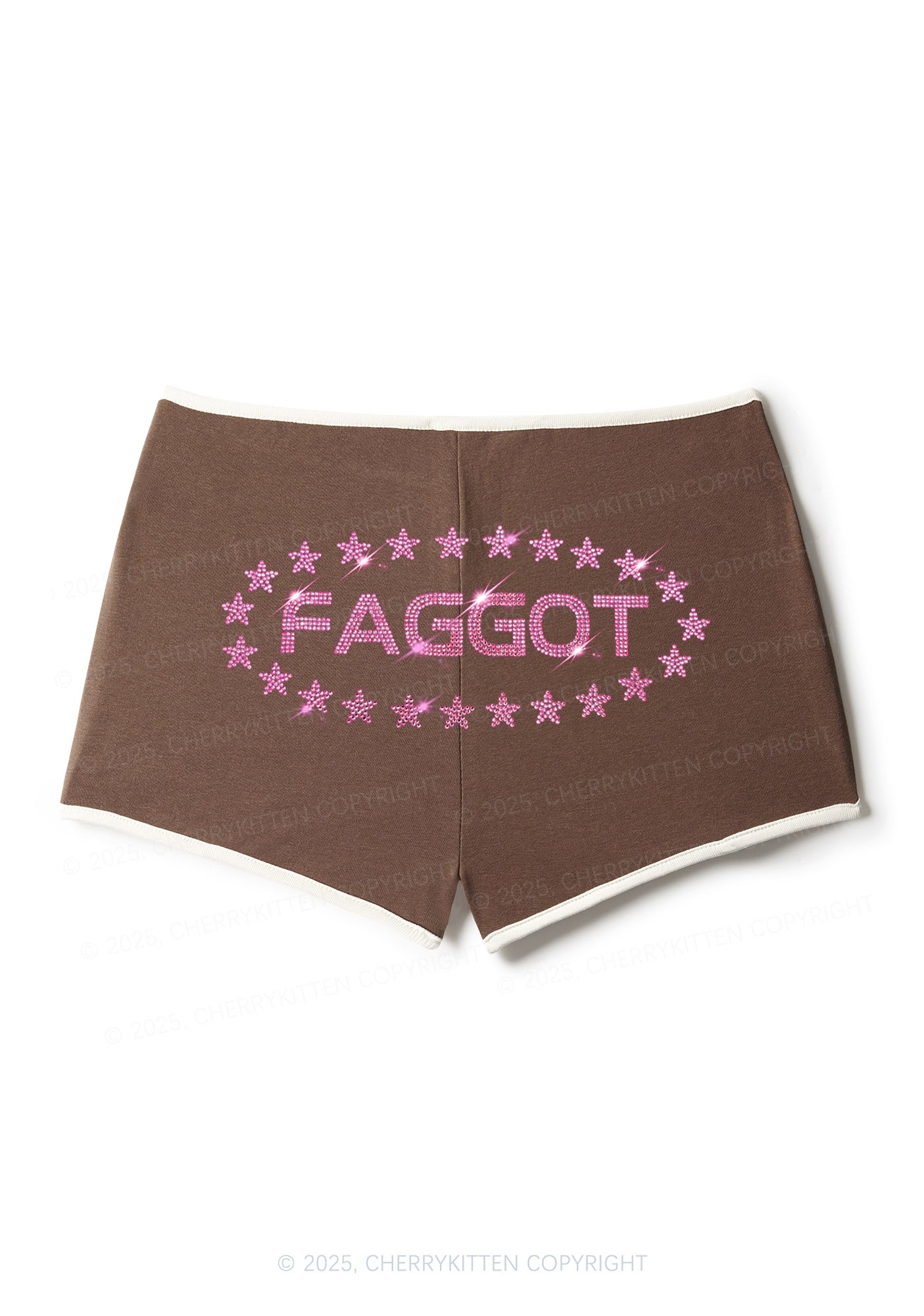 Rhinestone Pink Faggot Stars Pride Y2K Booty Shorts Cherrykitten