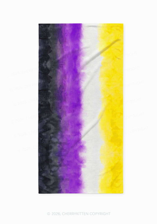 Nonbinary Tie Dye Pride Y2K Beach Towel Cherrykitten