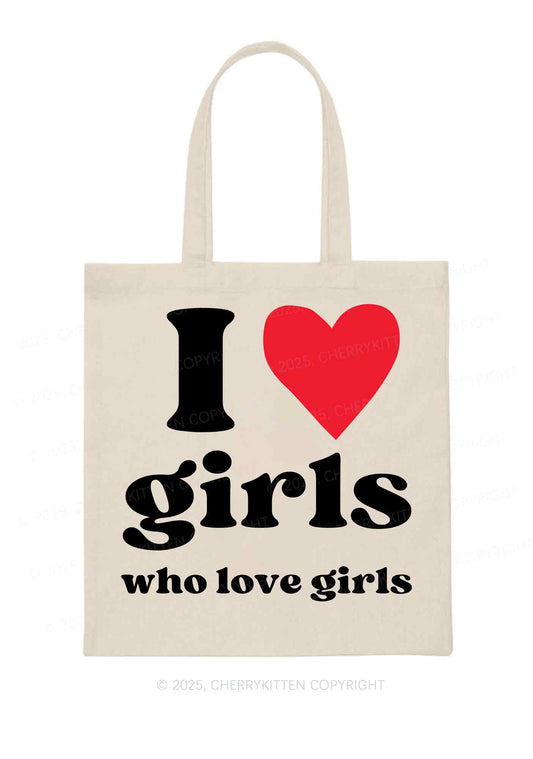 Girls Love Girls Pride Y2K Canvas Tote Bag Cherrykitten