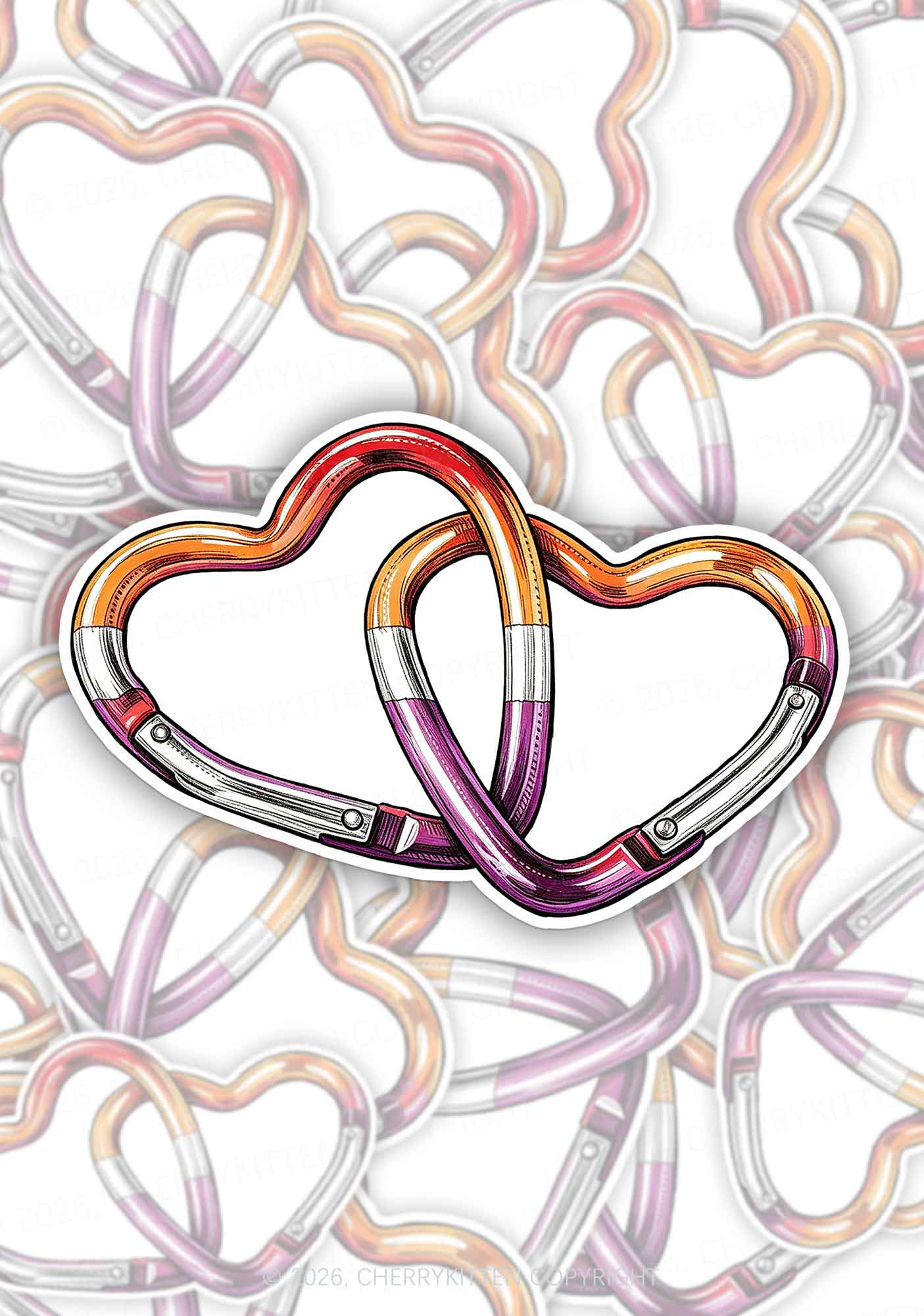 Carabiner Hearts Pride 1pc Y2K Sticker Cherrykitten