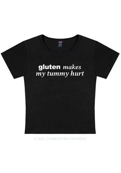 Gluten Makes Tummy Hurt Y2K Baby Tee Cherrykitten