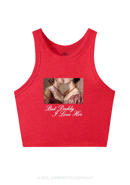 But Daddy I Love Her Lesbian Pride Y2K Crop Tank Top Cherrykitten