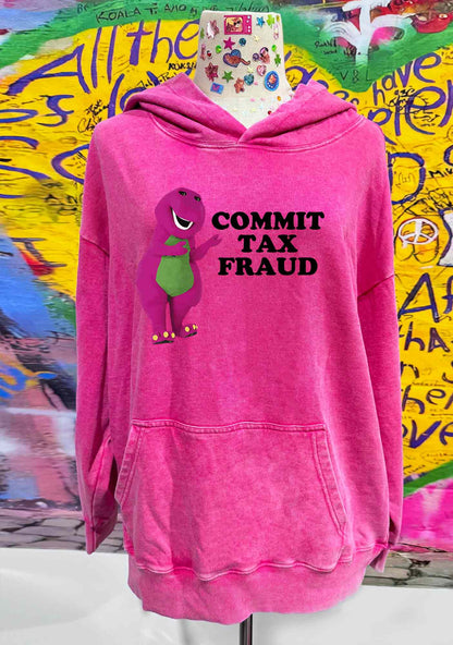 Commit Tax Fraud Y2K Washed Hoodie Cherrykitten