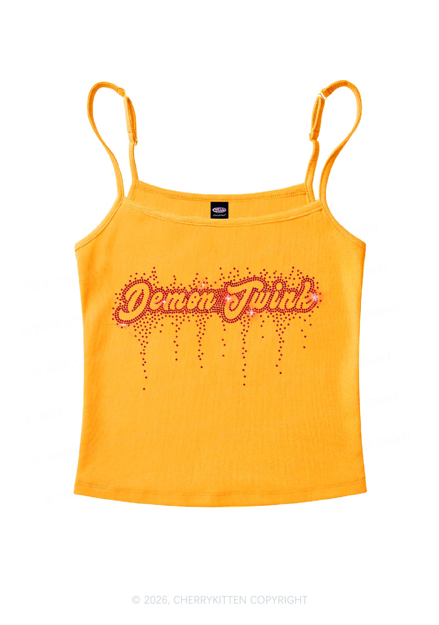 Rhinestone Demon Twink Pride Y2K Spaghetti Strap Cami Cherrykitten