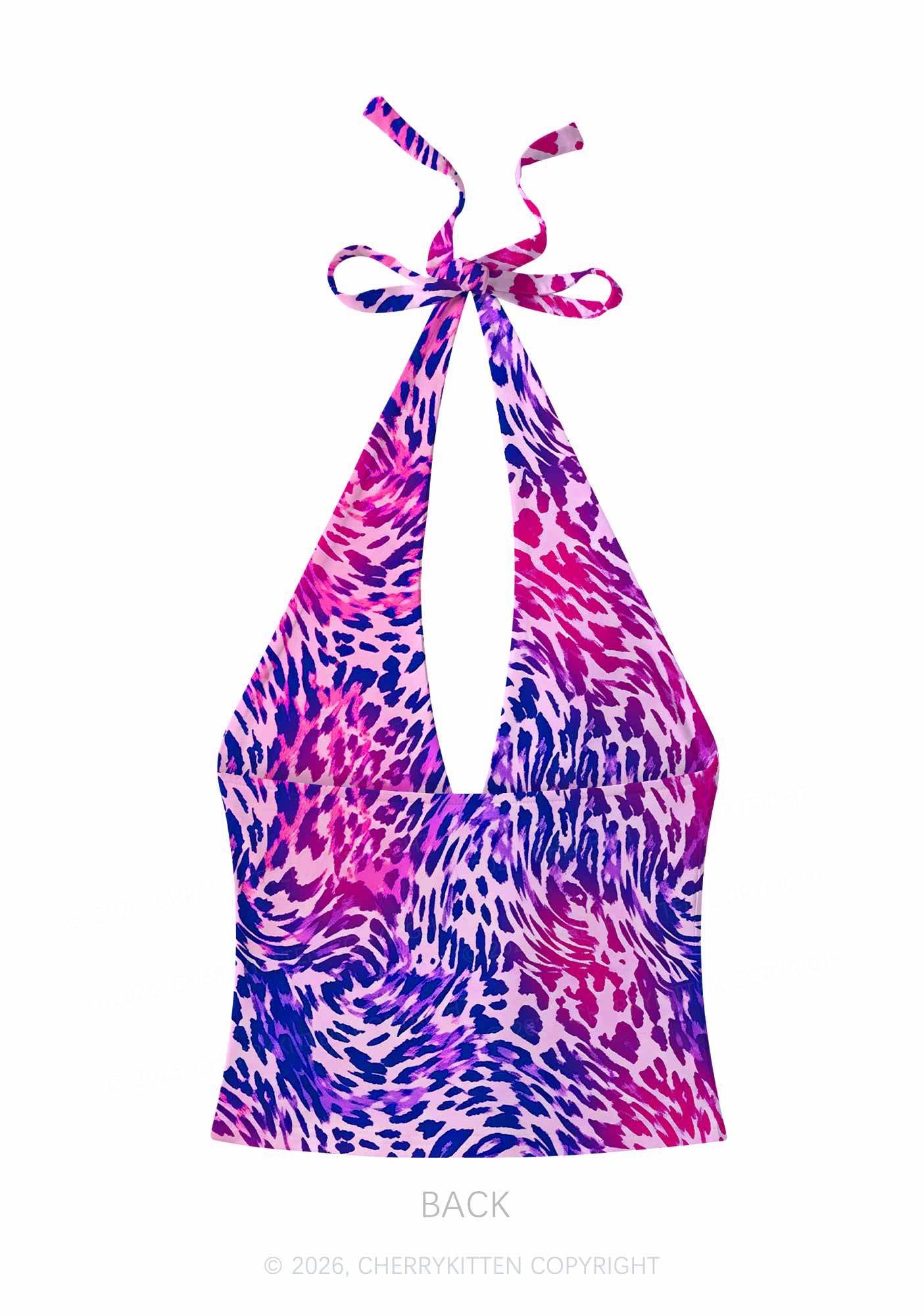 Bisexual Leopard Pride Y2K Print Halter Deep V Neck Cami Cherrykitten