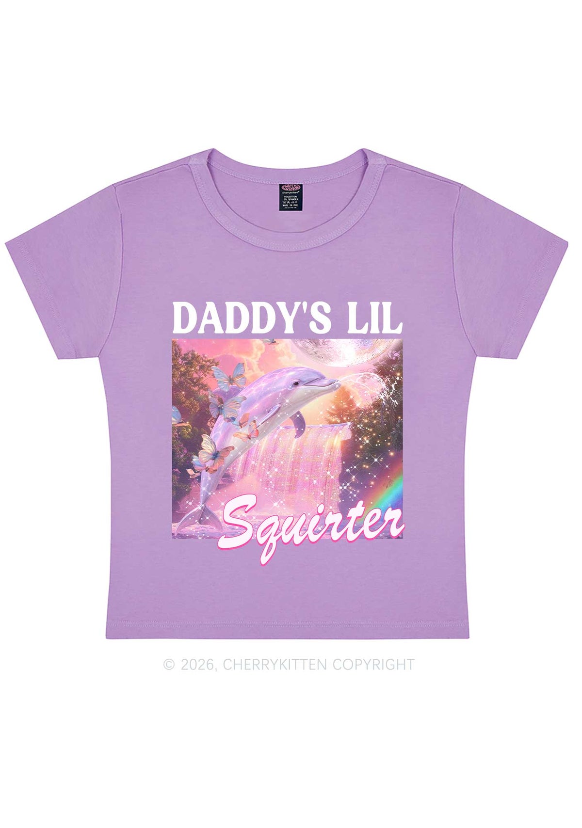 Daddys Lil Squirter Dolphin Y2K Baby Tee Cherrykitten