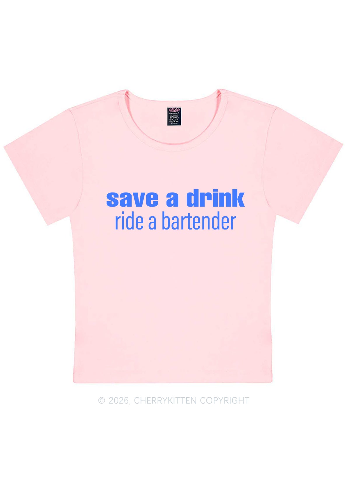 Save A Drink Ride A Bartender Y2K Baby Tee Cherrykitten