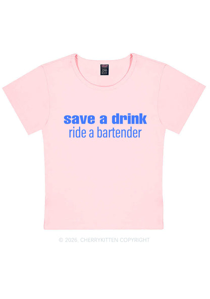 Save A Drink Ride A Bartender Y2K Baby Tee Cherrykitten