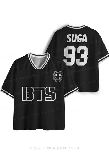 Black Kpop Boys Number Y2K Sport Jersey Shirts Cherrykitten