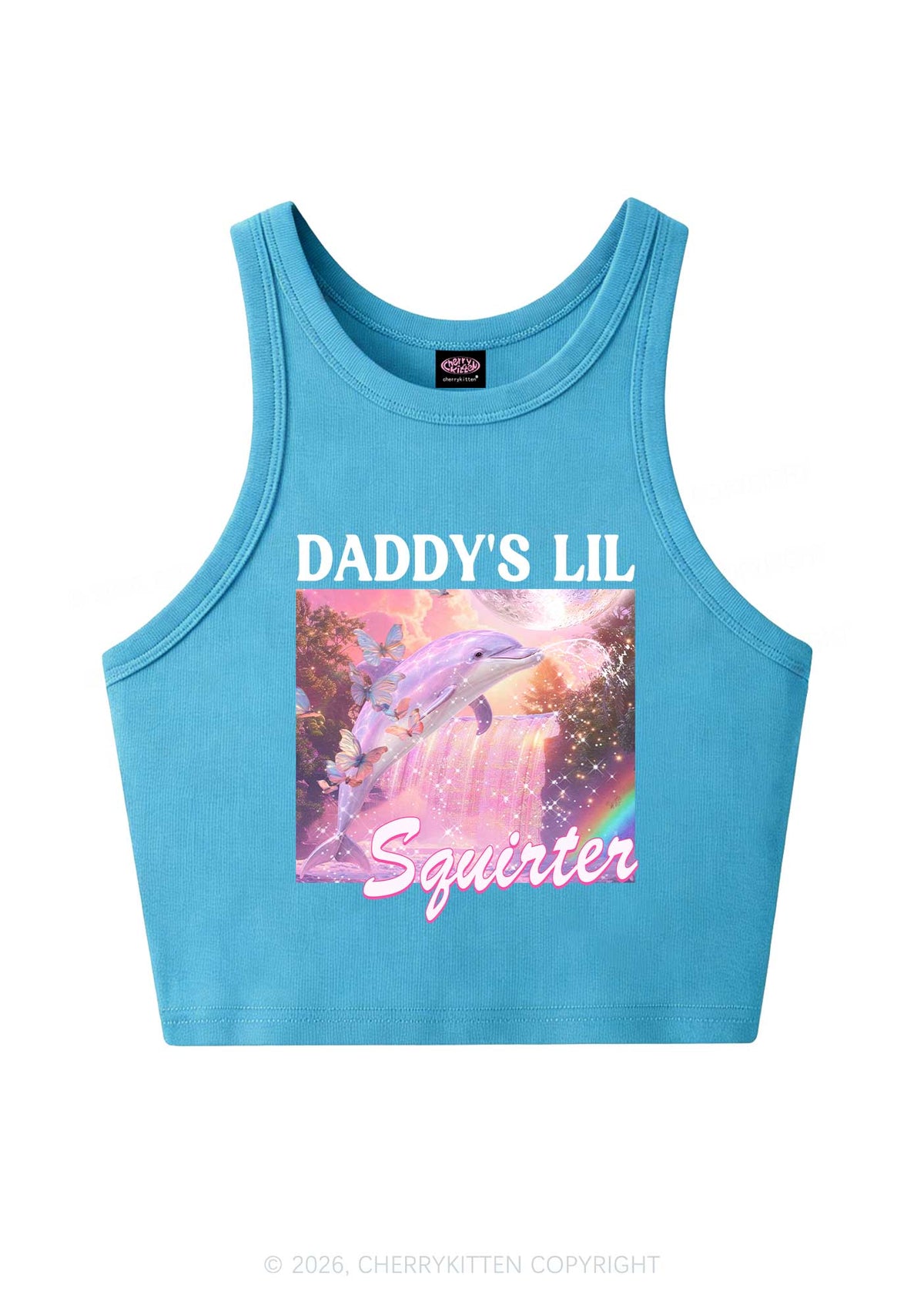 Daddys Lil Squirter Dolphin Y2K Crop Tank Top Cherrykitten