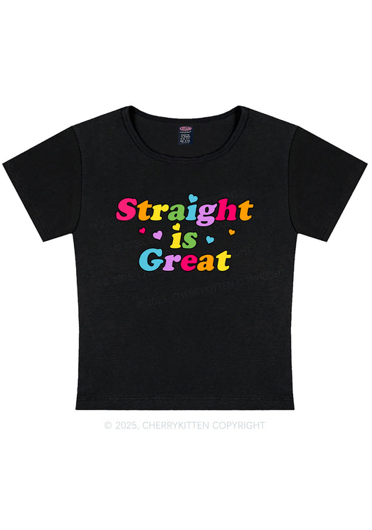 Straight Is Great Pride Y2K Baby Tee Cherrykitten