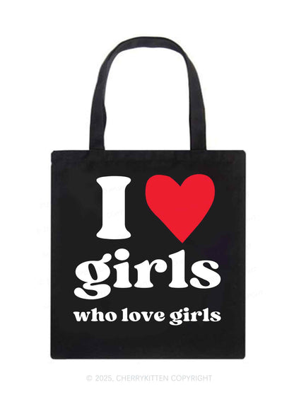 Girls Love Girls Pride Y2K Canvas Tote Bag Cherrykitten