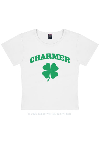 Charmer Shamrock St Patricks Y2K Baby Tee Cherrykitten