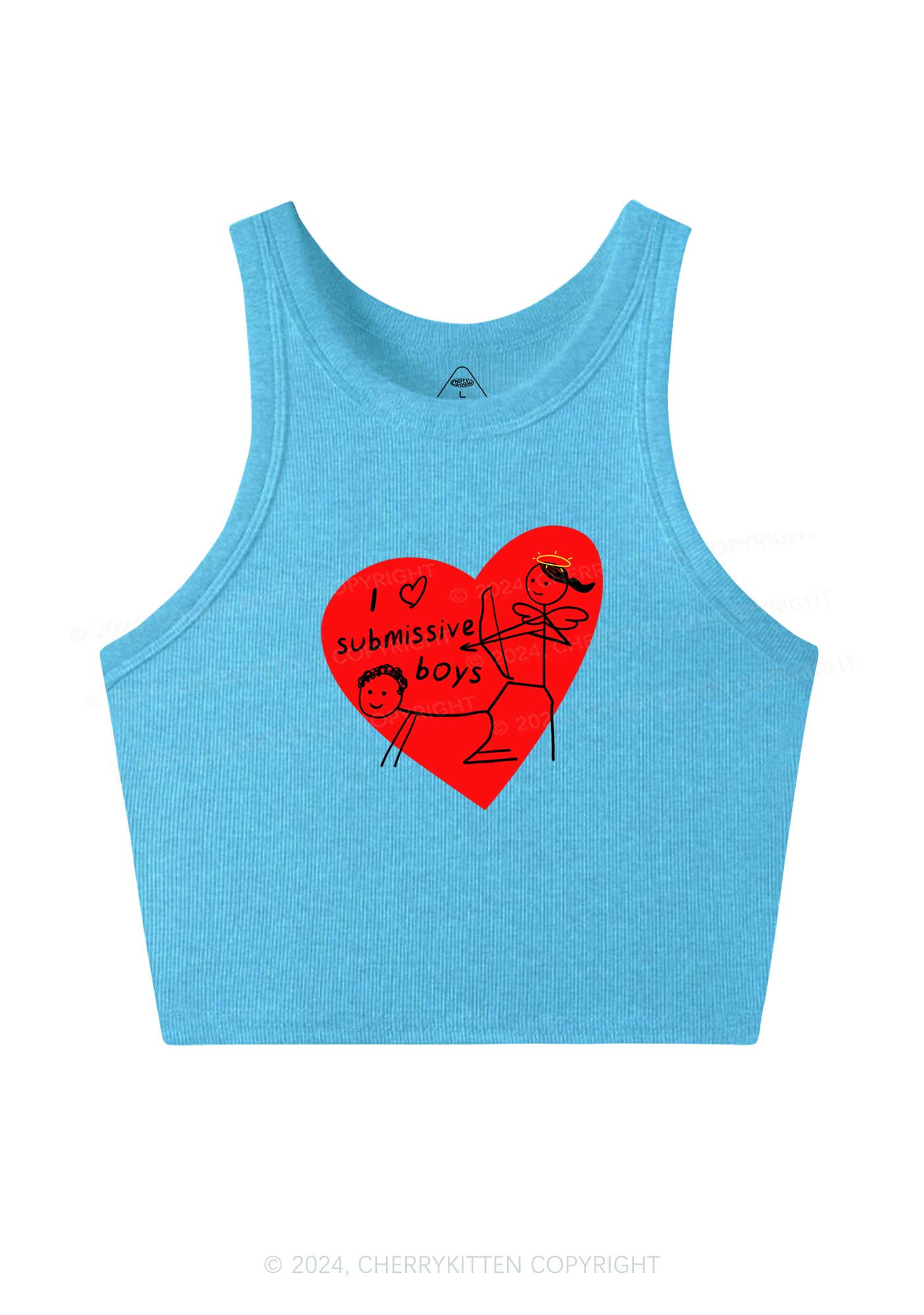 Girl Love S Boys Y2K Valentine's Day Crop Tank Top Cherrykitten