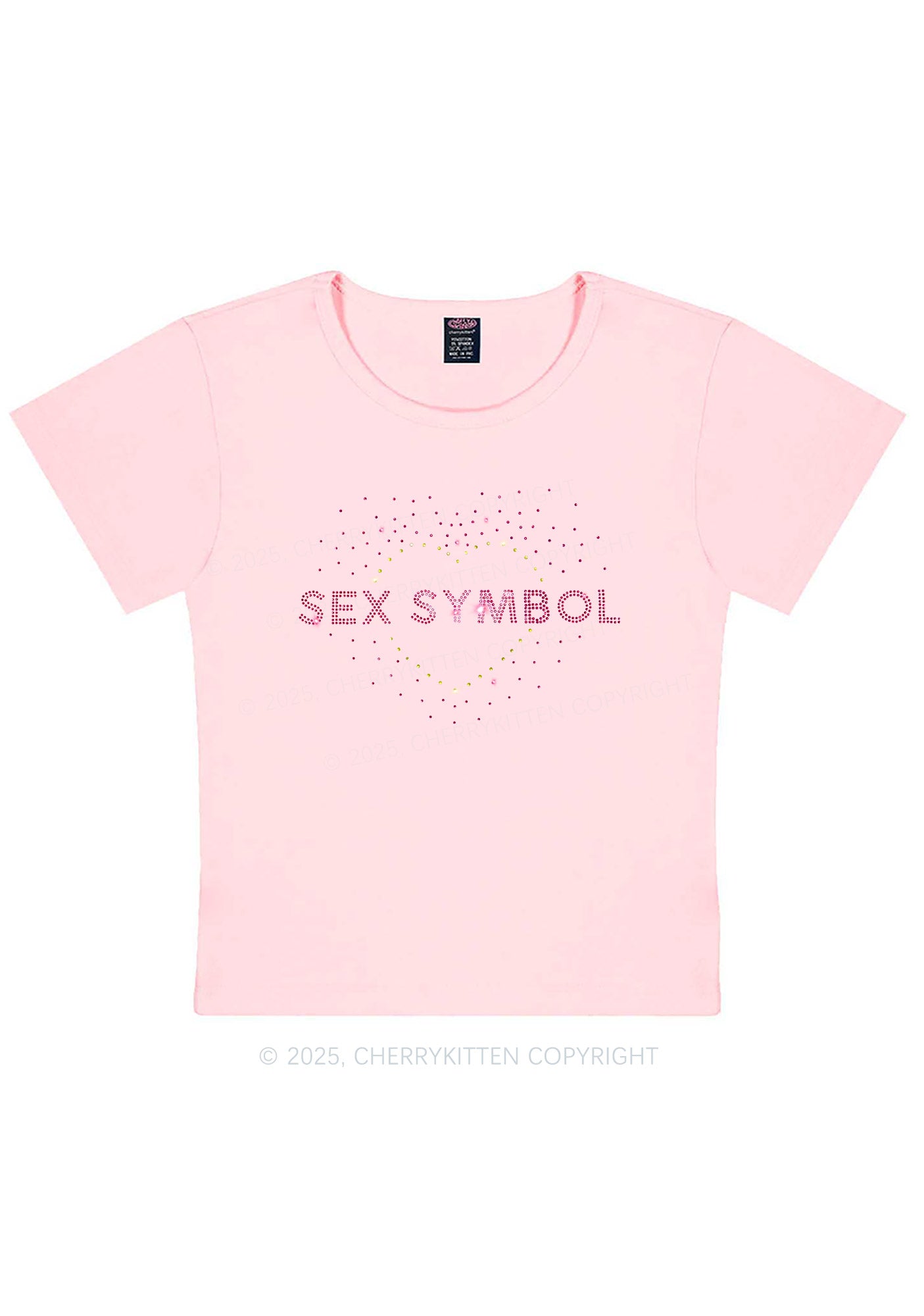 Rhinestone Sx Symbol Y2K Baby Tee Cherrykitten