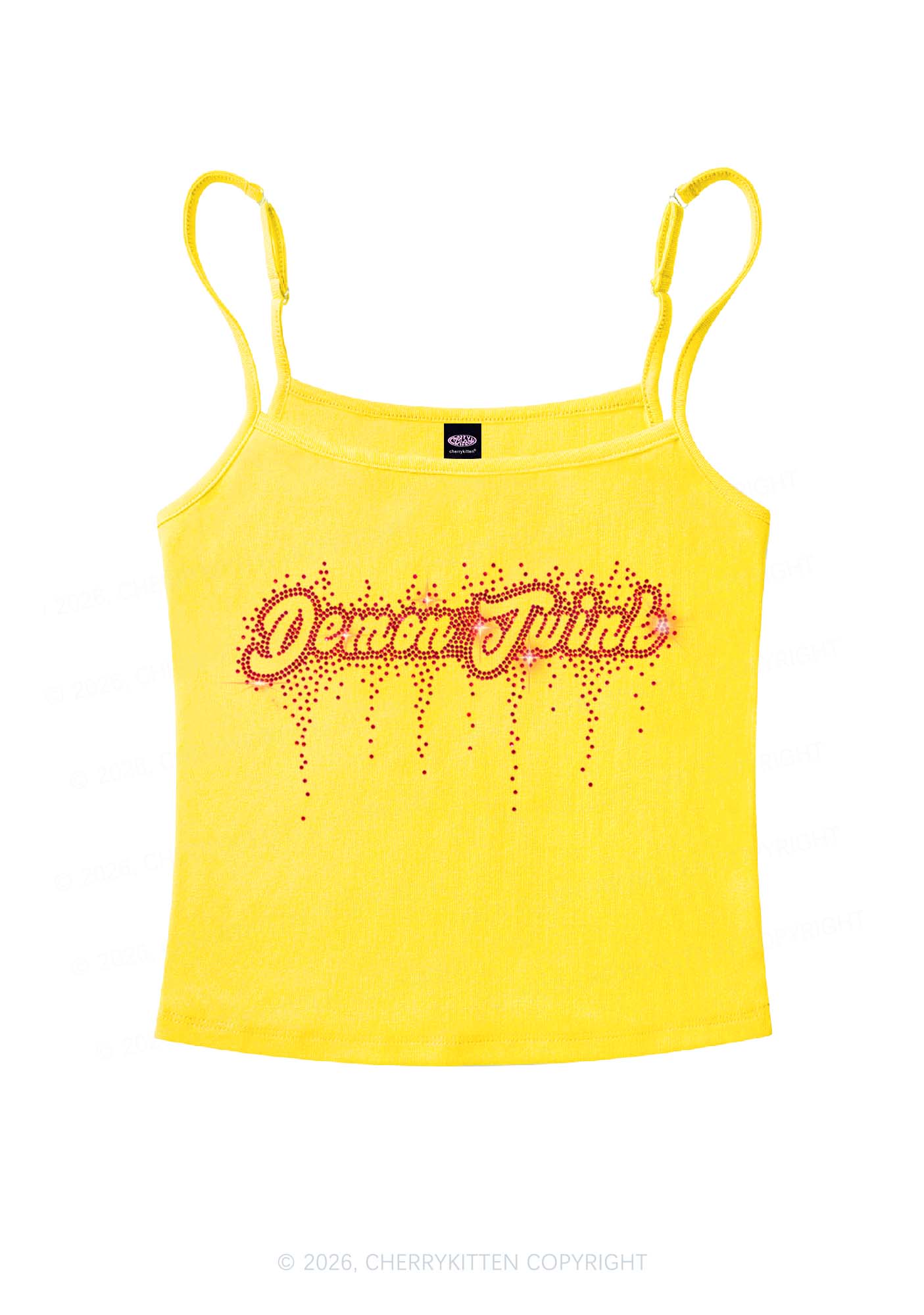 Rhinestone Demon Twink Pride Y2K Spaghetti Strap Cami Cherrykitten
