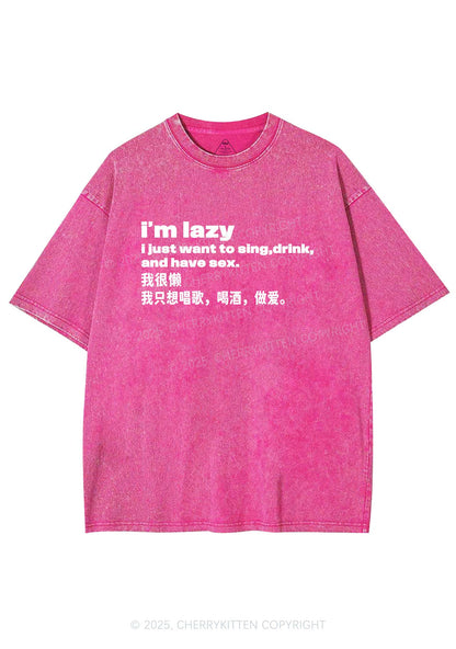 Im Lazy Y2K Shirts Washed Tee Cherrykitten
