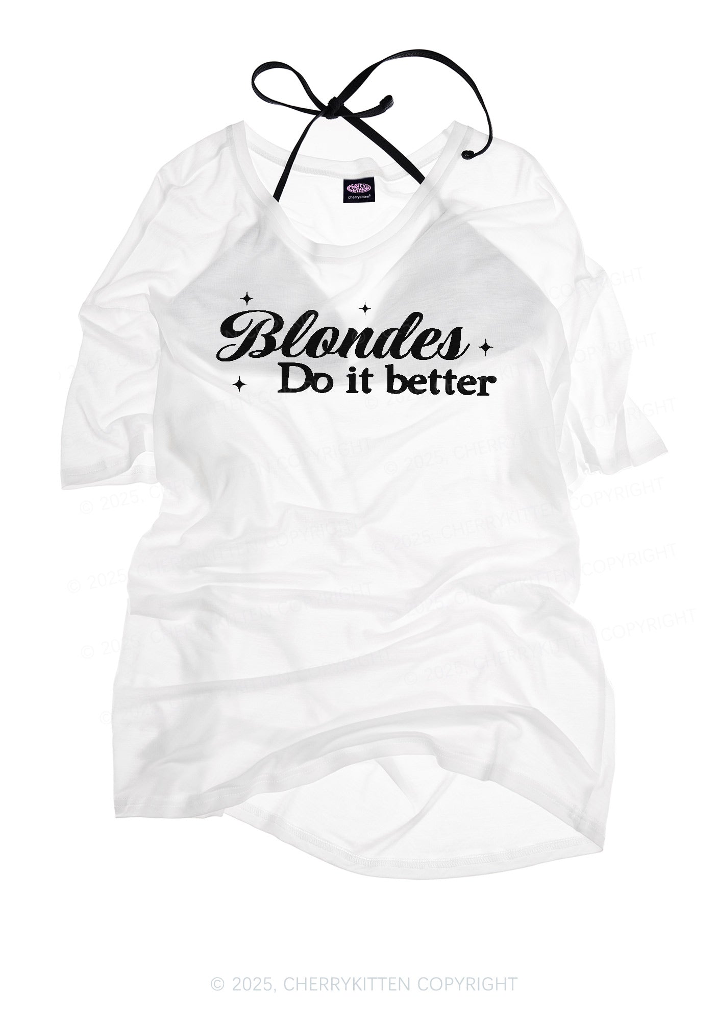 Blondes Do It Better Y2K Sheer Boyfriend Tee Cherrykitten