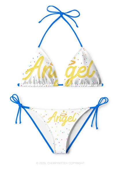 Rainbow Dots Angel Y2K Print Bikini Set Cherrykitten
